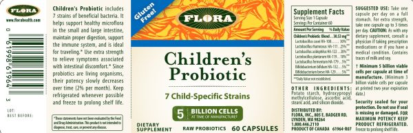 Flora, Children s Probiotic, 5 Billion Cells, 60 Capsules For Discount