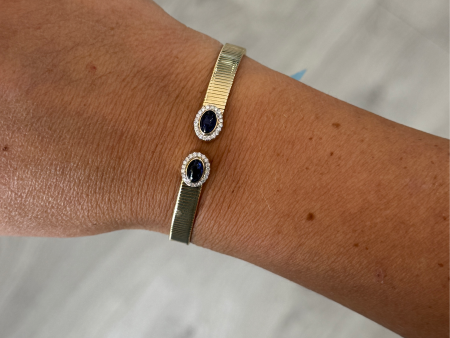 14k Fluted Sapphire Open Bangle Discount