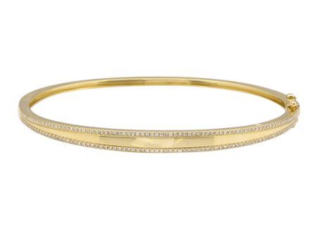 14k Yellow Gold Diamond Border Bangle Cheap