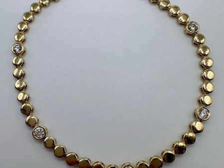 14k Yellow Gold 5 Stone Diamond Bezel Bracelet Discount