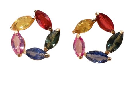 14K Multi Color Marque Studs Online Hot Sale