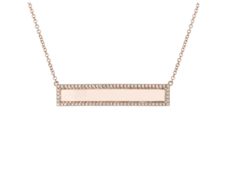 14k Rose Gold Diamond Engravable Bar Necklace Cheap