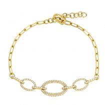 14k Yellow Gold Diamond Link Chain Bracelet Online Sale