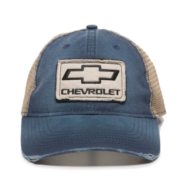 Chevrolet Appliqued Vented Mesh Adjustable Trucker Cap Blue on Sale