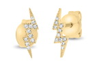 14k Gold Diamond Lightning Bolt Studs Online now