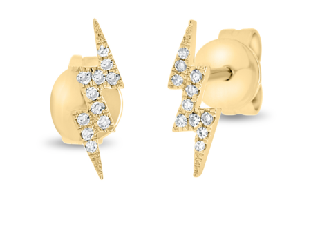 14k Gold Diamond Lightning Bolt Studs Online now