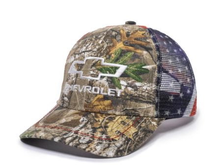 Chevrolet RealTree Camouflage American Flag Mesh Adjustable Trucker Cap Supply