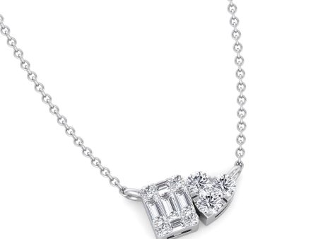 14k Double Stone Diamond Necklace Online now