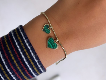 14k Gold Malachite Clara Heart Charm Sale