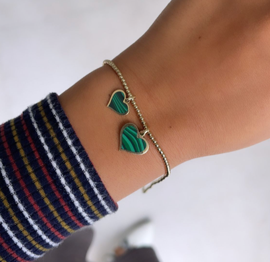 14k Gold Malachite Clara Heart Charm Sale