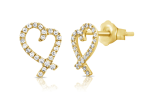 14k Gold Diamond Script Heart Stud Online Sale