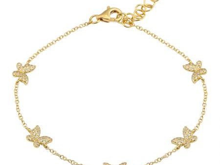 14k Yellow Gold Butterfly Diamond Bracelet Discount