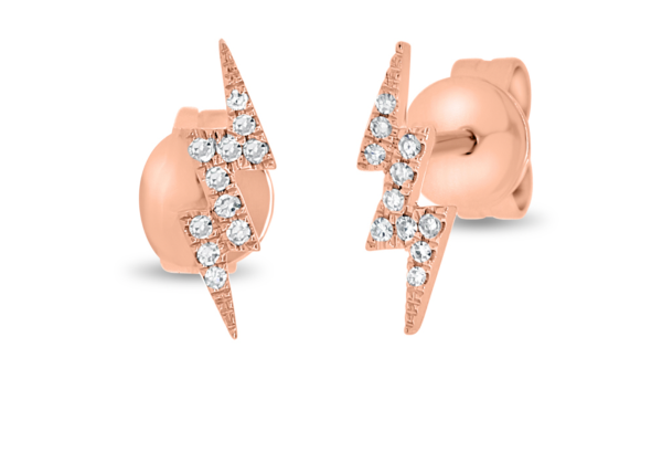 14k Gold Diamond Lightning Bolt Studs Online now