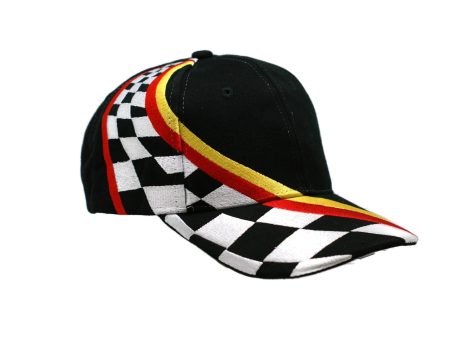 Checkered Flag Black Adjustable Embroidered Ball Cap Sale