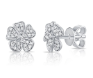 14k Gold Pave Diamond Flower Studs Online