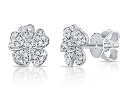 14k Gold Pave Diamond Flower Studs Online