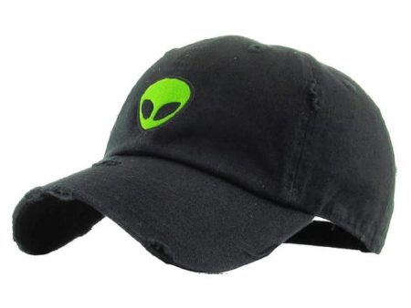 KBETHOS Alien Vintage Distressed 6 Panel Hat Black KBSV-042V-BLK-196 For Discount