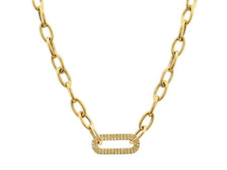 14K GOLD DIAMOND PAPERCLIP LINK NECKLACE Sale