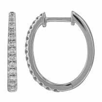 14k White Gold Diamond Tapered Hoop Earrings For Cheap