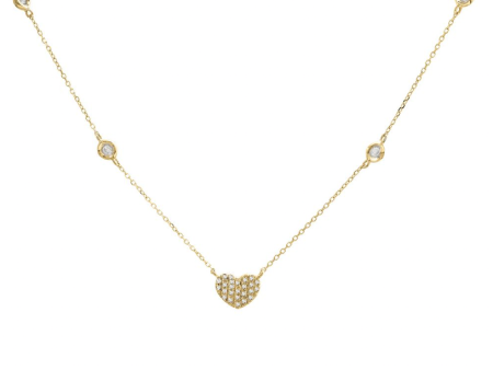 14k Gold Diamond by the Yard Heart Necklace Fashion