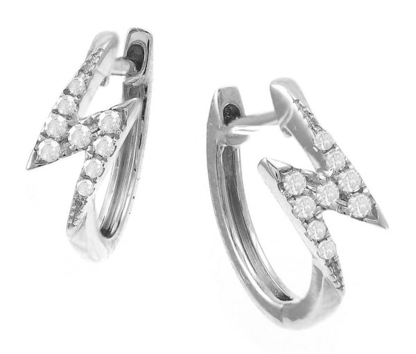 White Gold Huggie Pave Diamond Earrings For Cheap