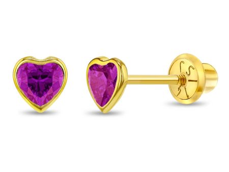 14k Gold Bezel CZ Heart Baby   Toddler   Kids Earring- single Online now