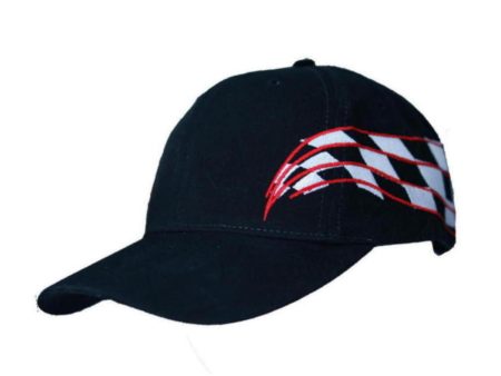 Black Adjustable Ball Cap with Checkered Flag Sides Hat Hot on Sale