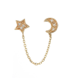 14k Gold Diamond Star and Moon Connected Earring on Sale