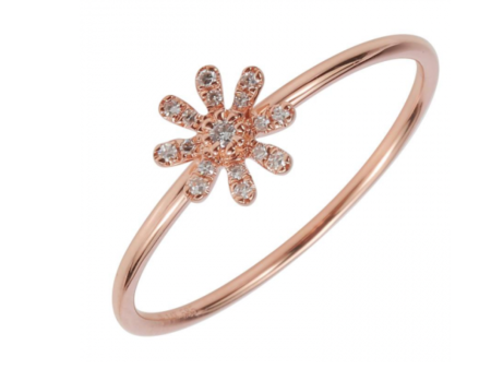 14k Rose Gold Pave Diamond Flower Ring Hot on Sale