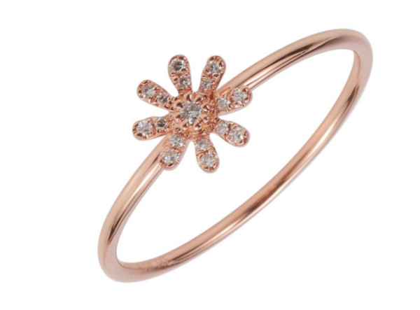 14k Rose Gold Pave Diamond Flower Ring Hot on Sale