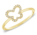 14k Gold Pave Diamond Open Butterfly Ring For Cheap