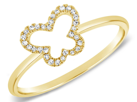 14k Gold Pave Diamond Open Butterfly Ring For Cheap