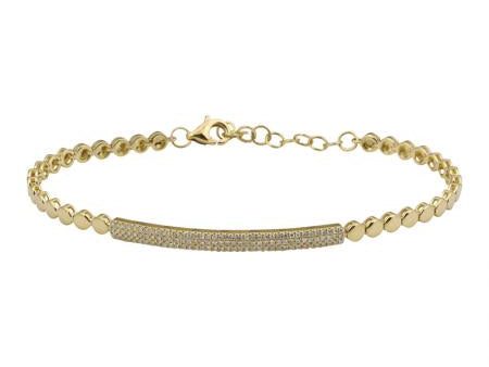 14k Yellow Gold Diamond Bar Gold Disc Bracelet Cheap