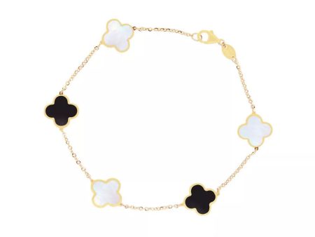 14k Gold Medium Clover Bracelet For Discount