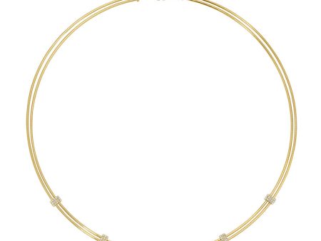 14k Yellow Gold Skinny Omega Chain Diamond Necklace Supply