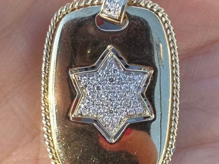 Yellow gold Star of David diamond Charm Online now