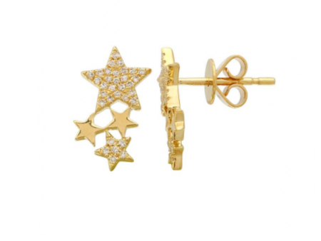 14k Gold Diamond Cluster Star Studs Hot on Sale