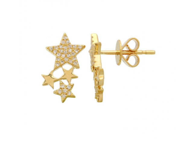 14k Gold Diamond Cluster Star Studs Hot on Sale