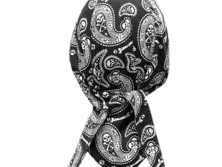 Headwrap DANBANNA Black Skull Paisley Du-Rag Doo Rag Skull Cap Bandana Online Sale