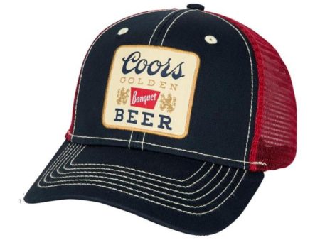 Coors Banquet Golden Logo Patch Mesh Snapback Trucker Hat Online Sale