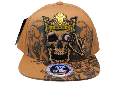 Top Level Skull King Embroidered Hip Hop Snapback Adjustable Flat Bill Hat Cap Fashion