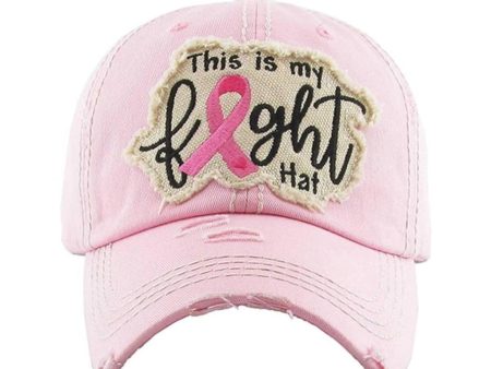 KBETHOS This is My Fight Hat Distressed 6 Panel Hat Light Pink KBSV-1182WHT-137 Sale