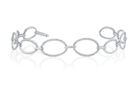 14K WHITE GOLD DIAMOND LINK BRACELET Discount