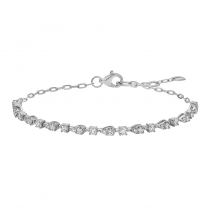 14k White Gold Station Diamond Chain Bracelet Online now