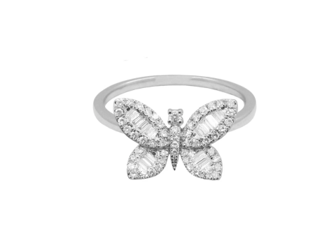 14k Gold Diamond Bru Butterfly Ring Discount