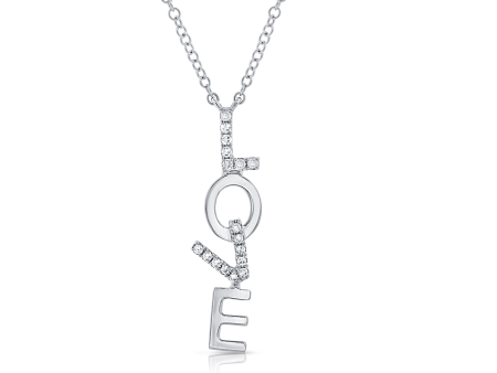 14k Gold Diamond Hanging Love Necklace Online Hot Sale