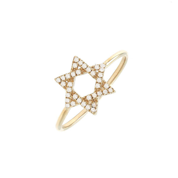 14K GOLD DIAMOND STAR of DAVID RING Fashion