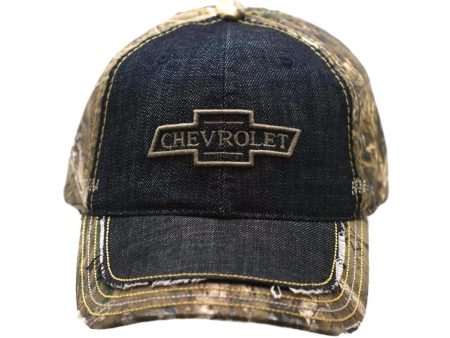 Chevrolet RealTree Camouflage & Denim Cap Distressed Bill Hat Online