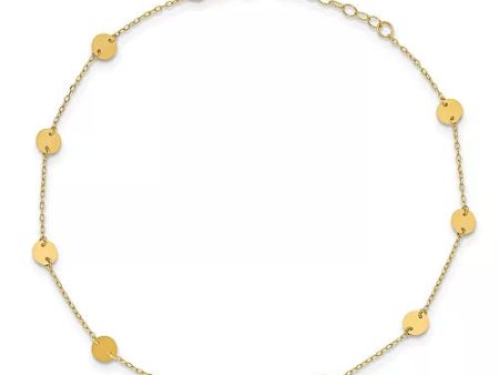 14k Yellow Gold Small Circle Anklet on Sale