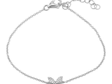 14k White Gold Butterfly Diamond Bracelet For Discount